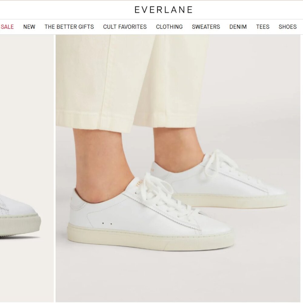 Everlane The Day White Leather Sneakers Fashion Trainers Women's Size 8